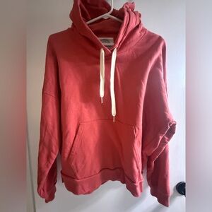 Outerknown Coral Hoodie with White Drawstrings